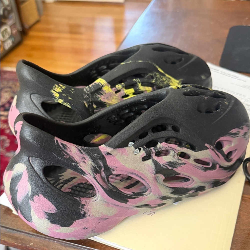 Adidas Black and Pink Foam Runners